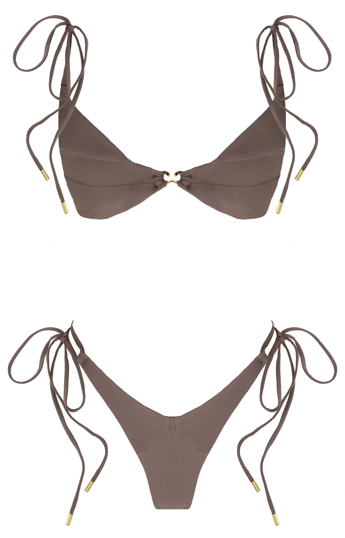 Leah Loves Sustainable Swimwear - Sage Bikini in Taupe Flat Lay Front