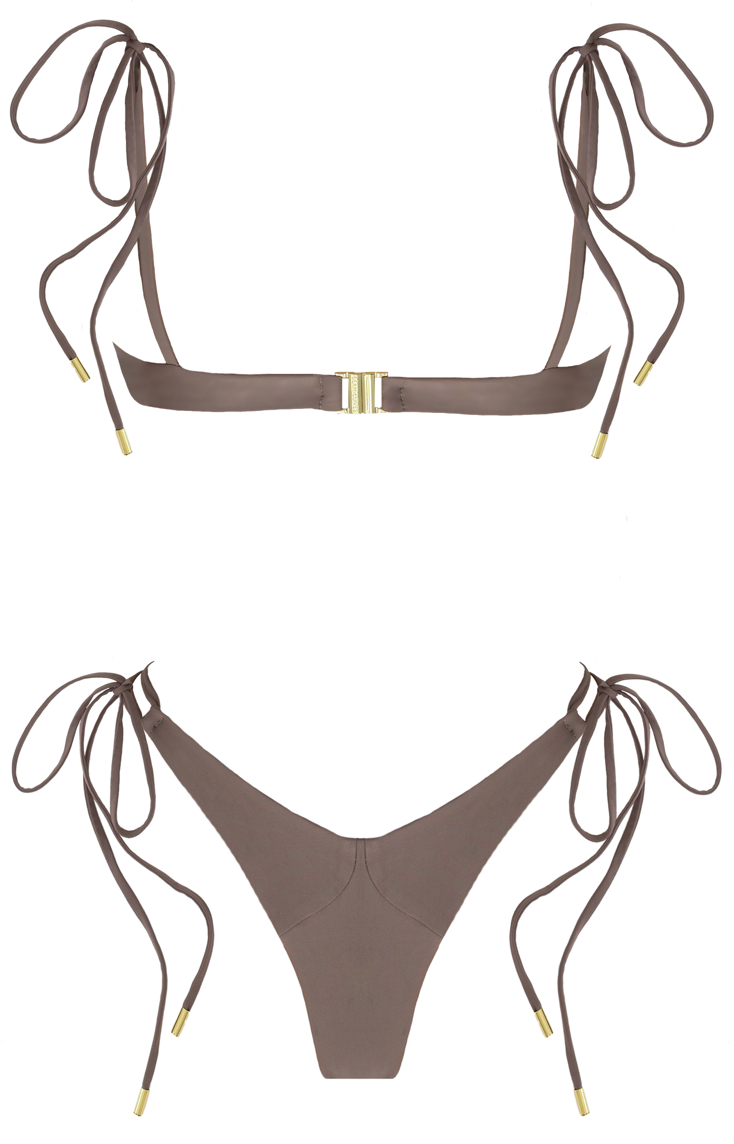 Leah Loves Sustainable Swimwear - Sage Bikini in Taupe Flat Lay Back
