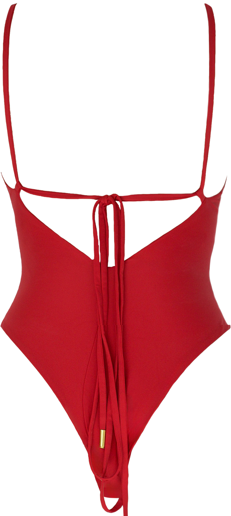 Leah Loves Sustainable Swimwear - Willow Cut Out Swimsuit in Red Flat Lay Back