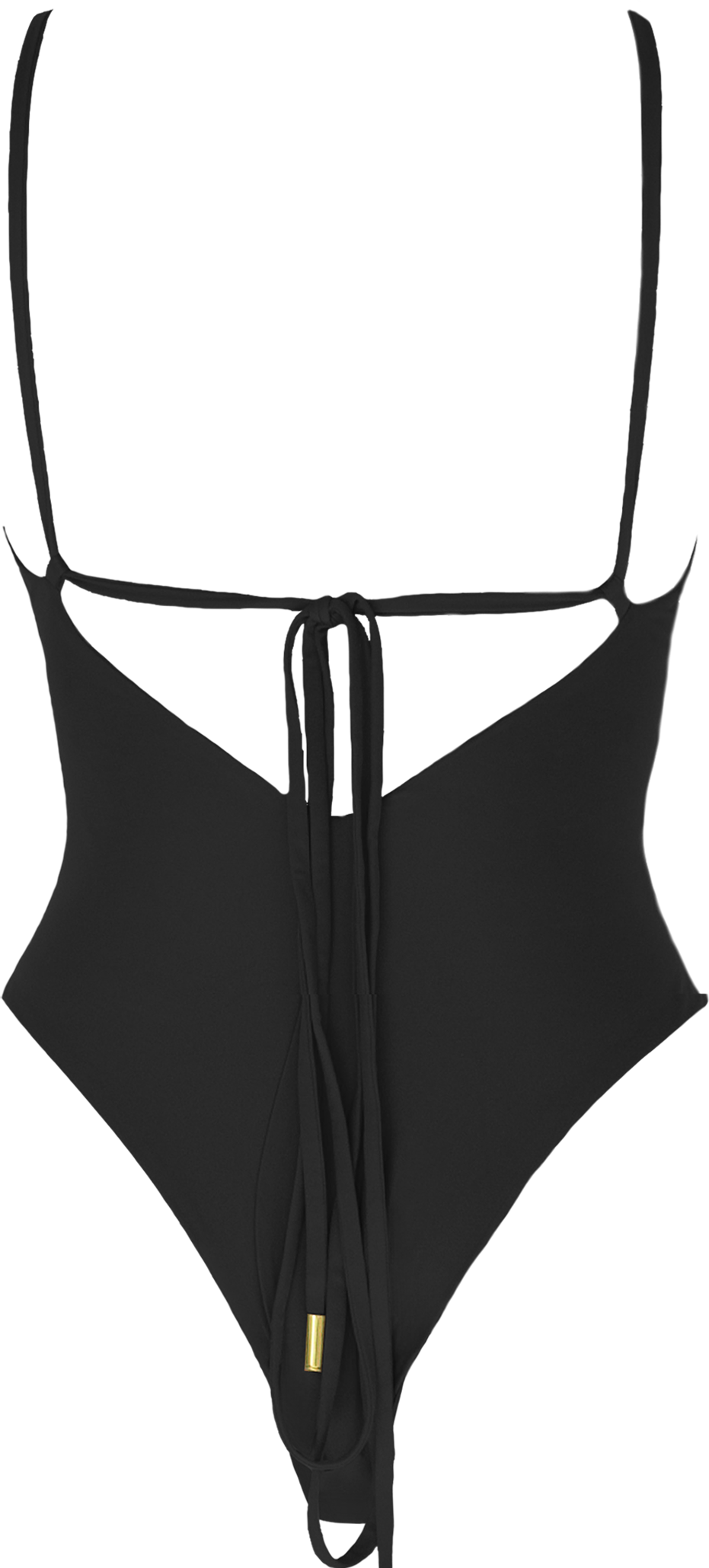 Leah Loves Sustainable Swimwear - Willow Cut Out Swimsuit in Black Flat Lay Back