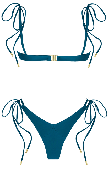 Leah Loves Sustainable Swimwear - Sage Bikini in Ocean Green Flat Lay