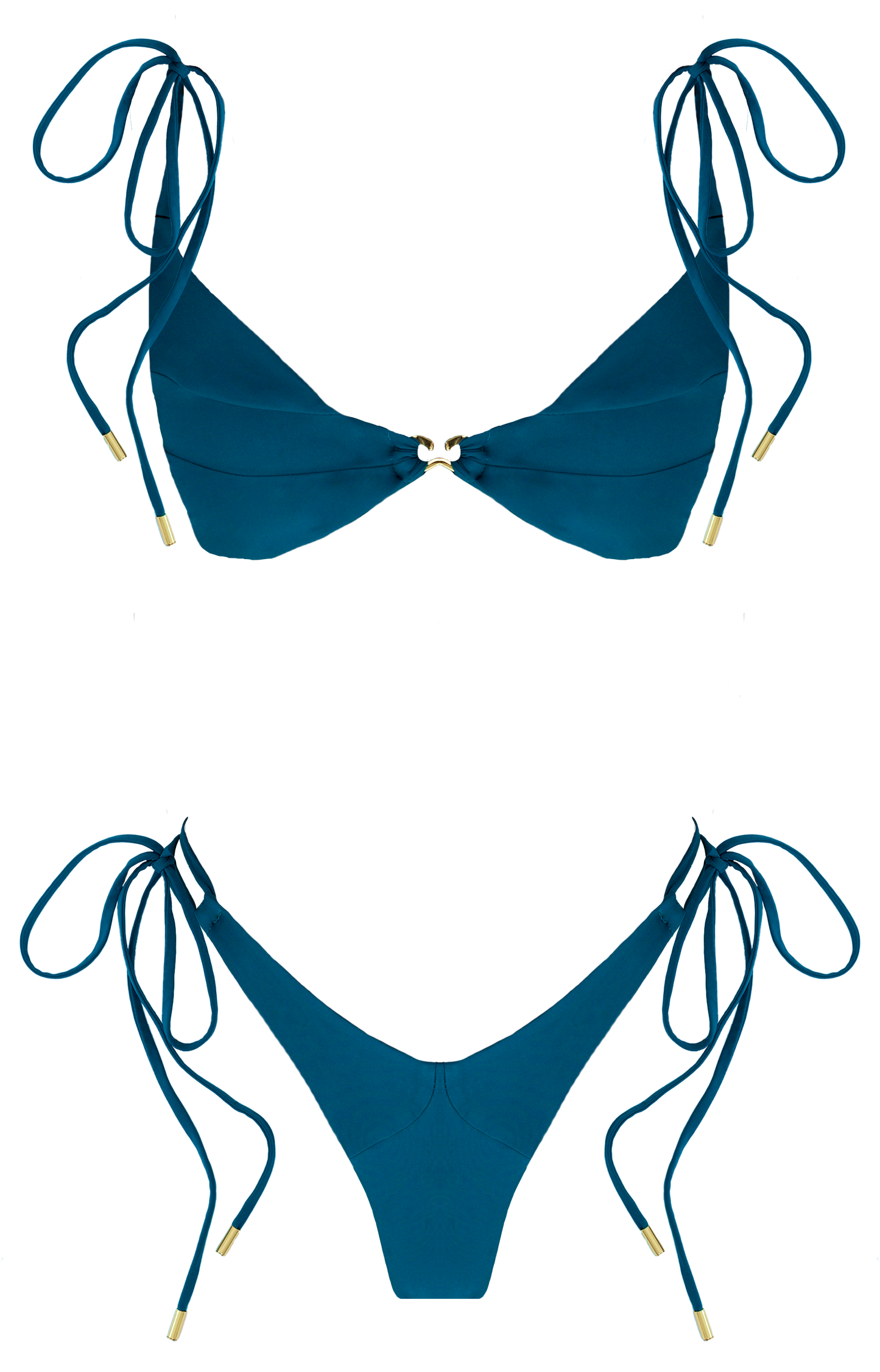 Leah Loves Sustainable Swimwear - Sage Bikini in Ocean Green Flat Lay Front