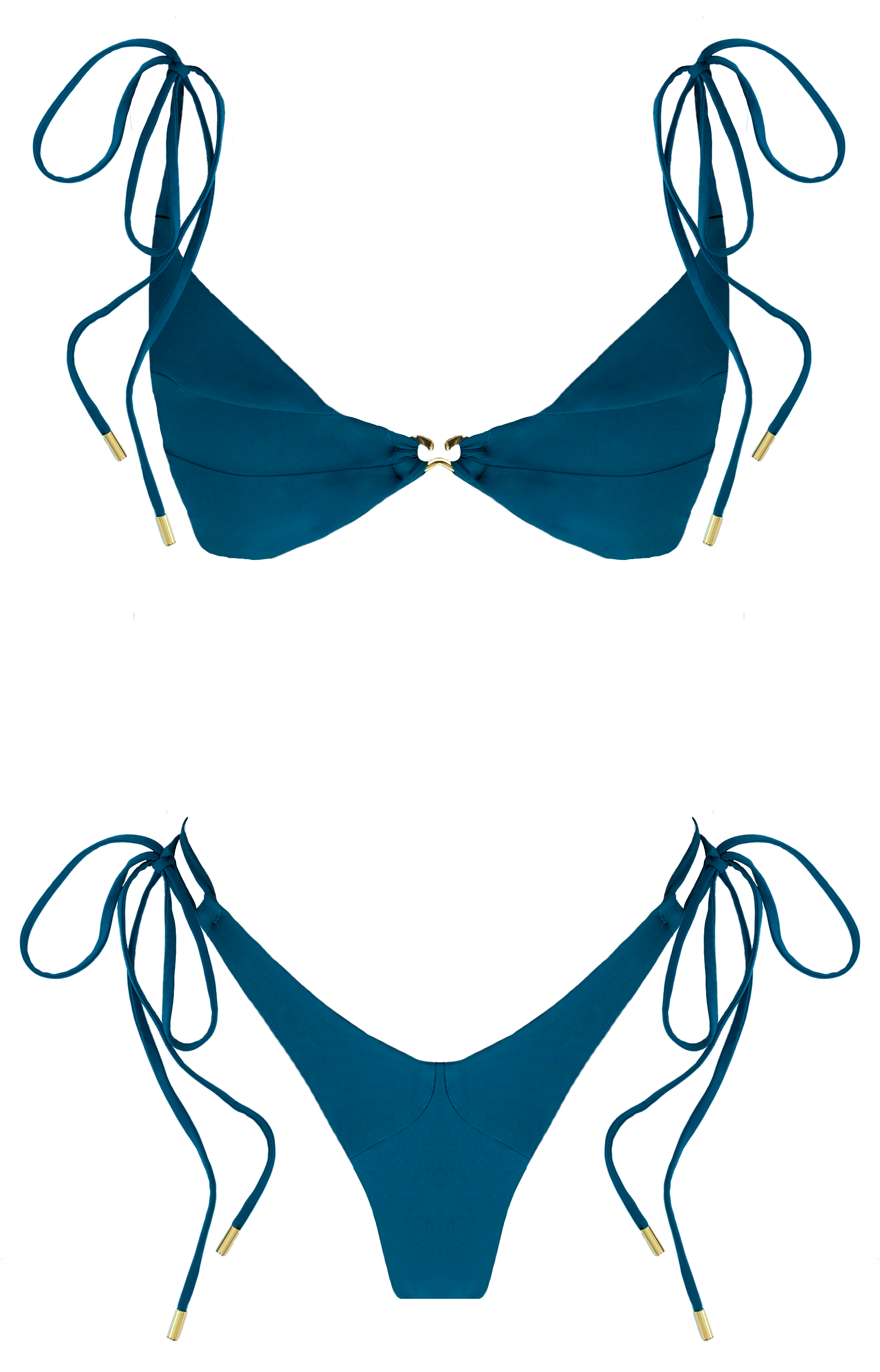 Leah Loves Sustainable Swimwear - Sage Bikini in Ocean Green Flat Lay Front