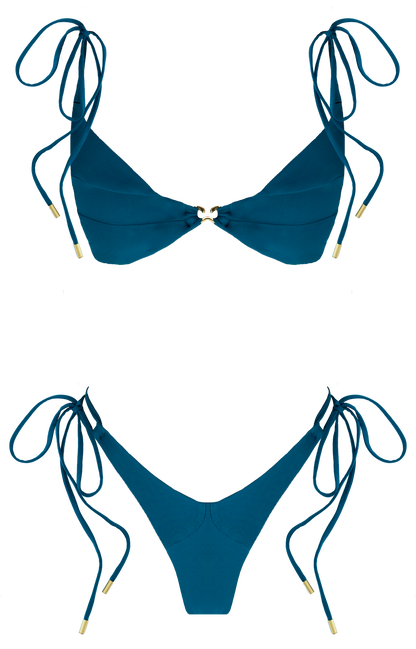 Leah Loves Sustainable Swimwear - Sage Bikini in Ocean Green Flat Lay Front