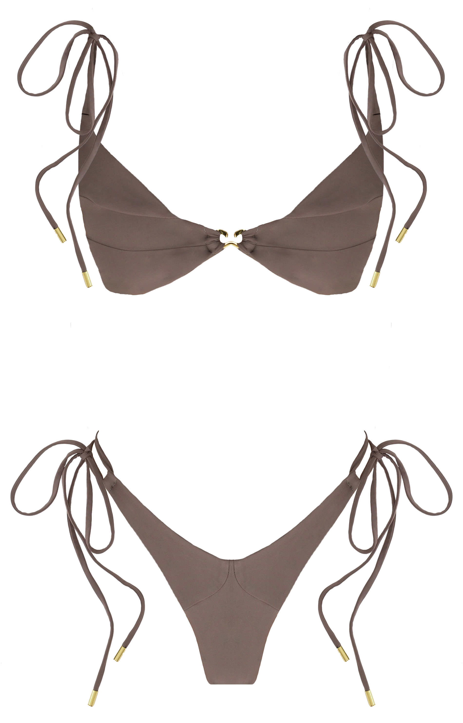 Leah Loves Sustainable Swimwear - Sage Bikini in Taupe Flat Lay Front