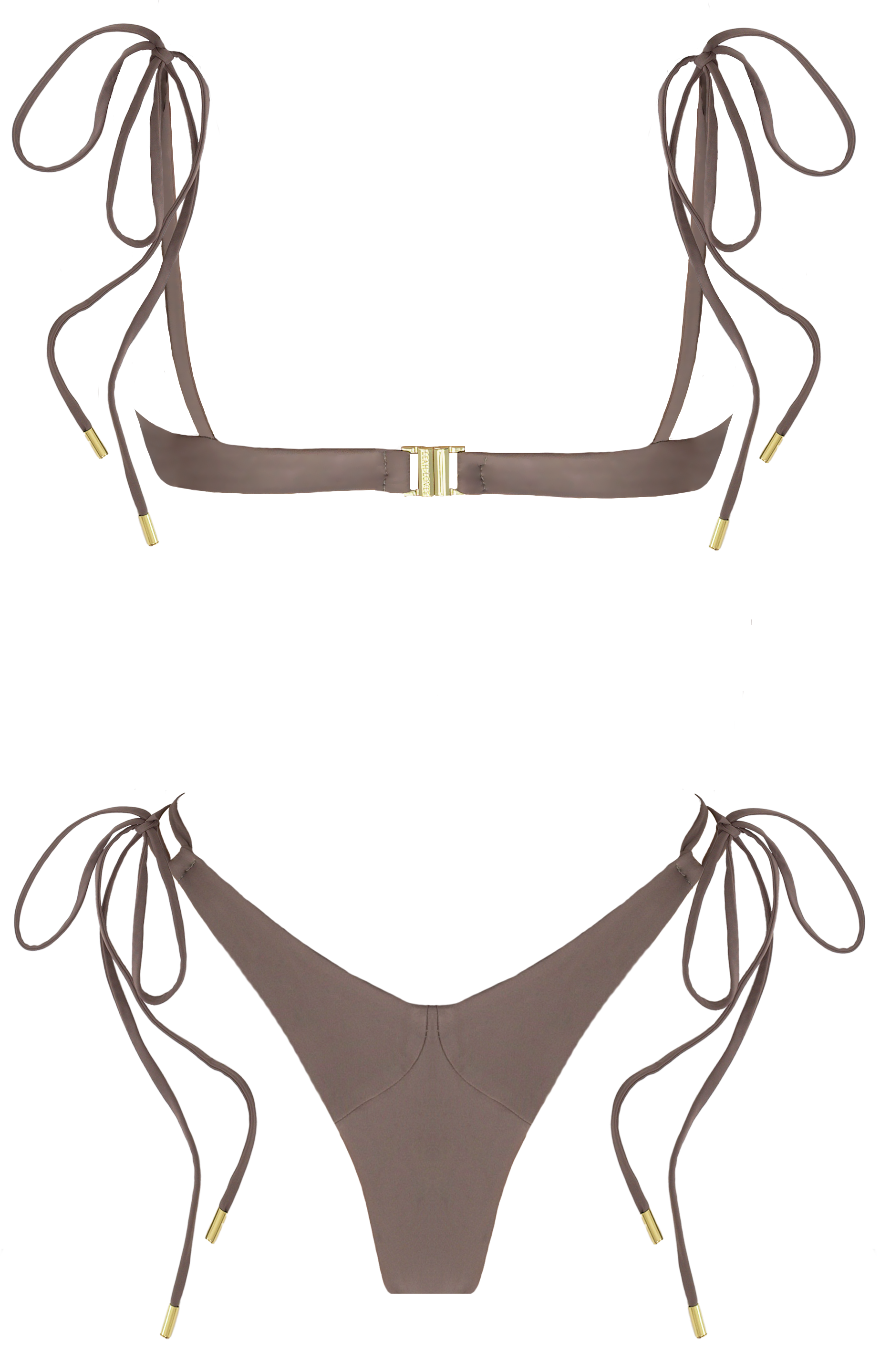 Leah Loves Sustainable Swimwear - Sage Bikini in Taupe Flat Lay Back