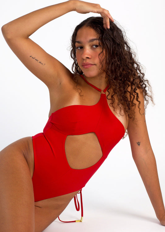 Leah Loves Sustainable Recycled Swimwear Willow Black Cut Out Swimsuit